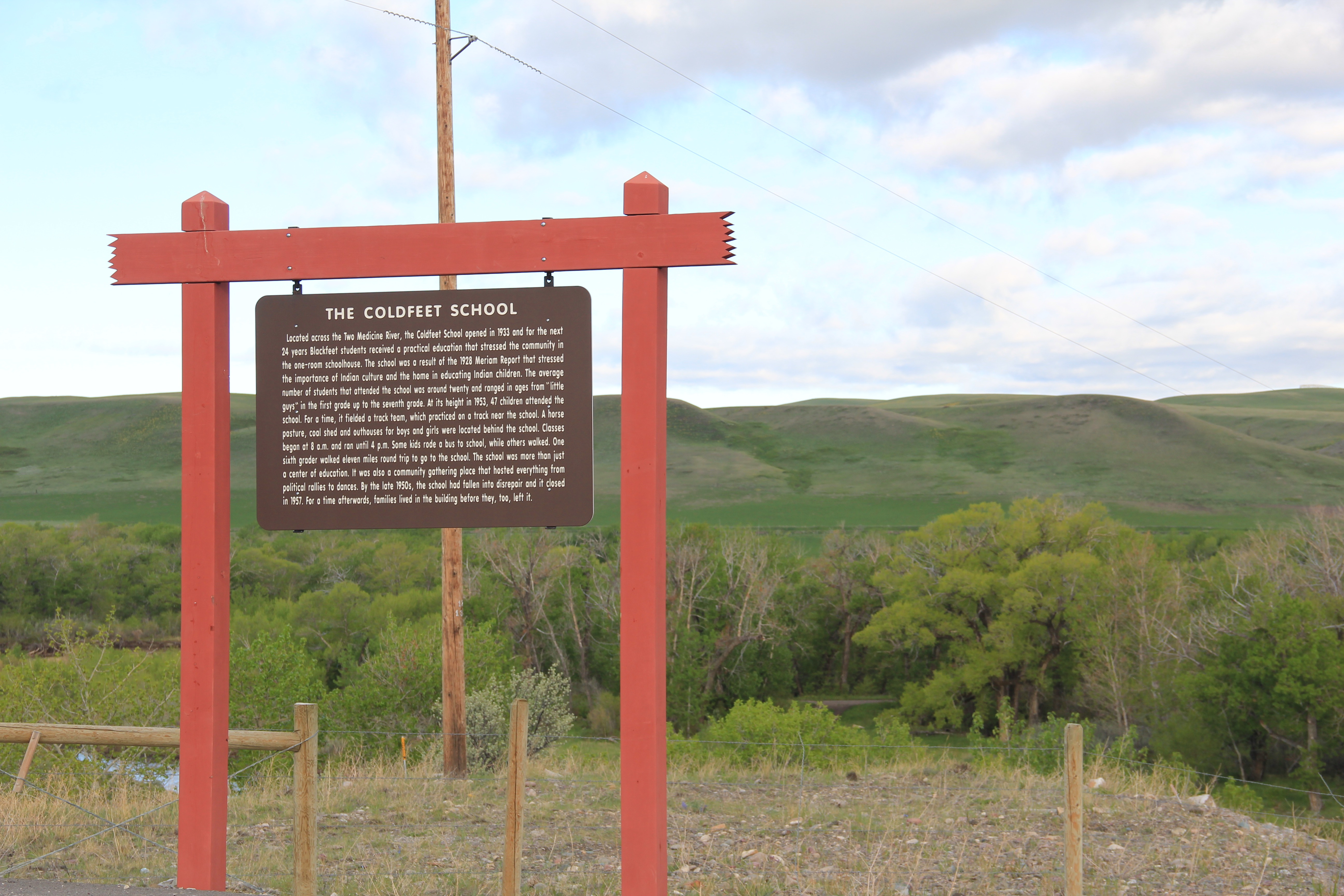 Glacier Co US 87 school marker