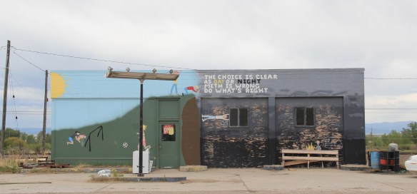 Granite Co, Drummond gas station, Front St, meth mural, roadside