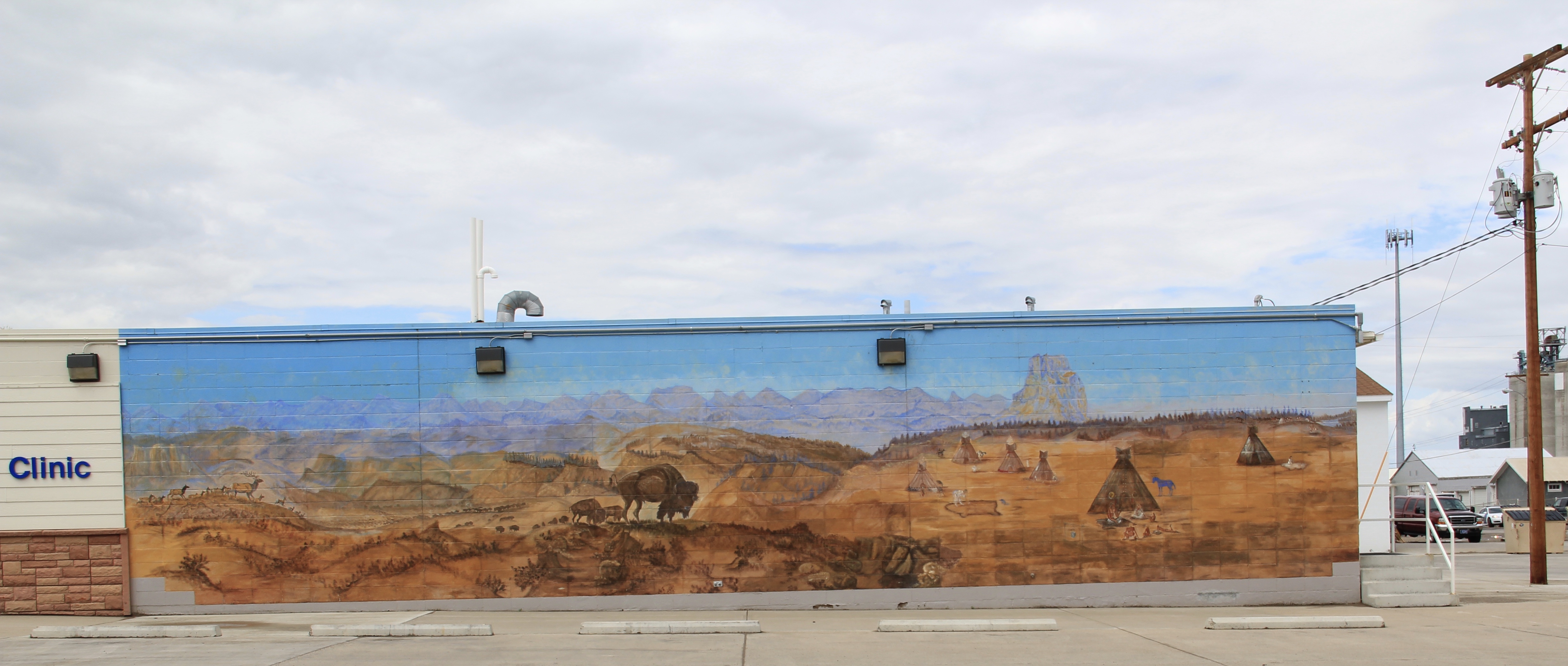 Glacier Co Cut Bank buffalo and indians mural rural