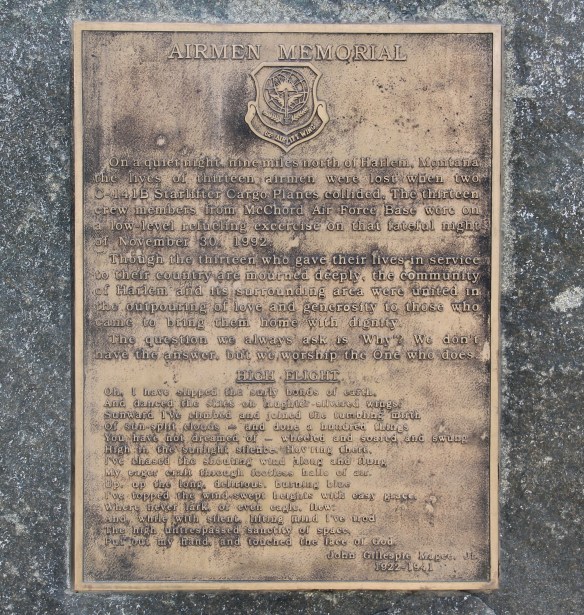 Blaine Co Harlem air pilot memorial detail